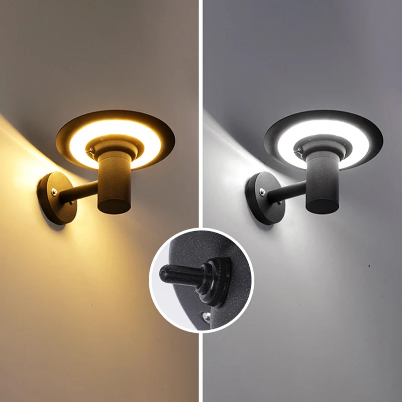 Zwarte dienbladvormige zonne-wandlamp, minimalistische LED-aluminium schansverlichting voor binnenplaats Clearhalo