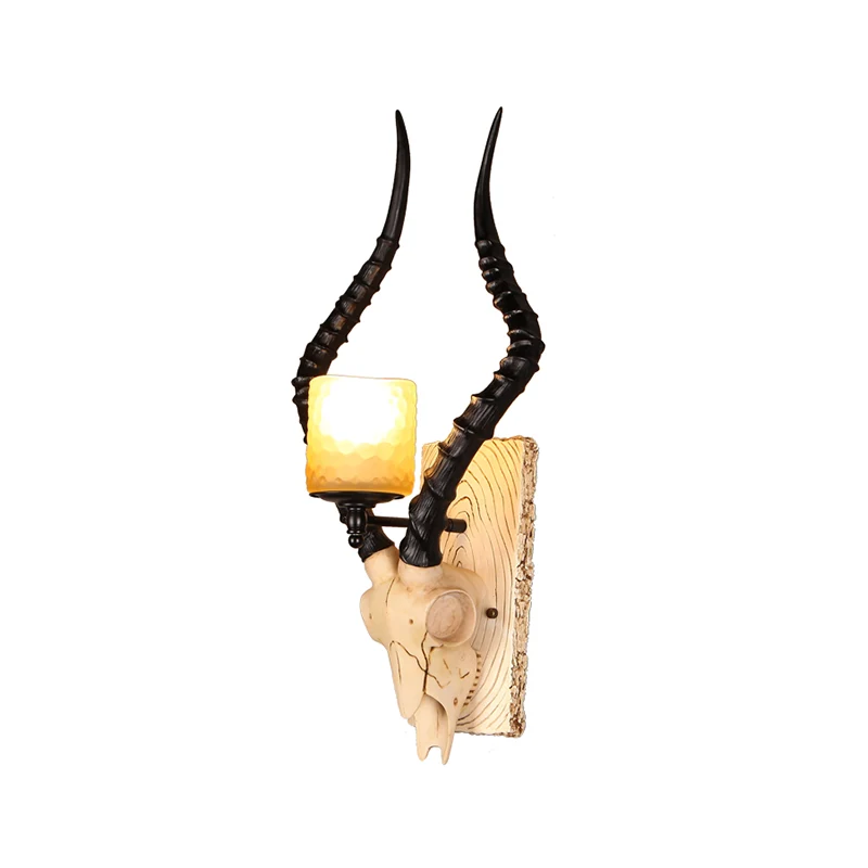 Zwarte Gazelle wandverlichting rustieke hars 1-lichts binnenlamp met waterglazen kap Clearhalo