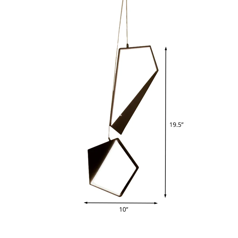 Zwarte geometrische hanglampset Minimalistische LED-acrylclusterhanglamp wit/warm licht voor woonkamer Clearhalo