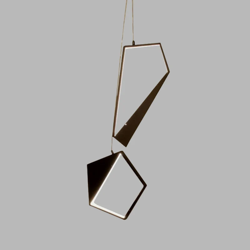 Zwarte geometrische hanglampset Minimalistische LED-acrylclusterhanglamp wit/warm licht voor woonkamer Clearhalo