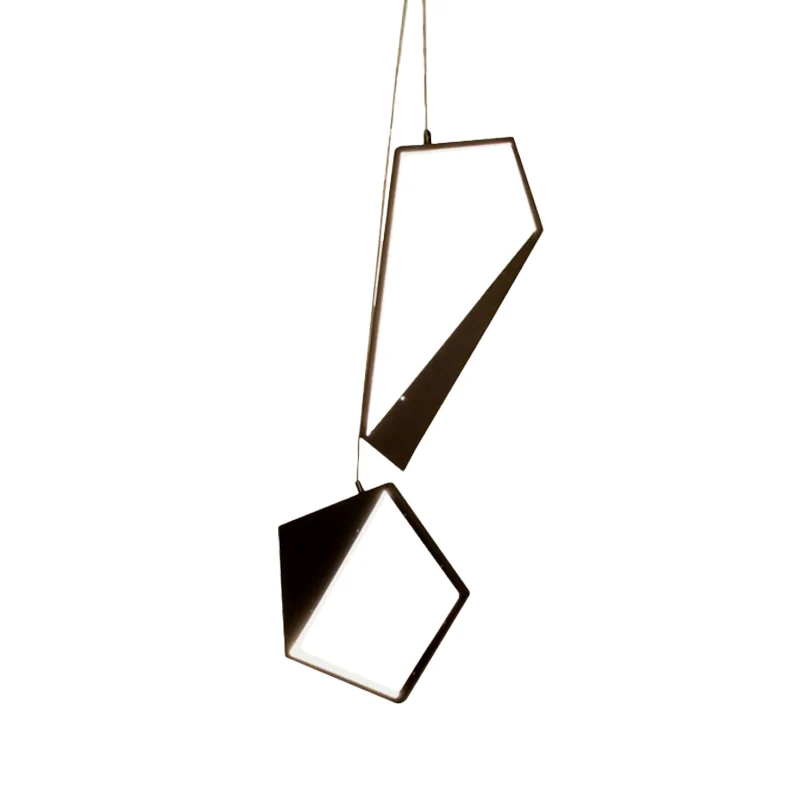 Zwarte geometrische hanglampset Minimalistische LED-acrylclusterhanglamp wit/warm licht voor woonkamer Clearhalo
