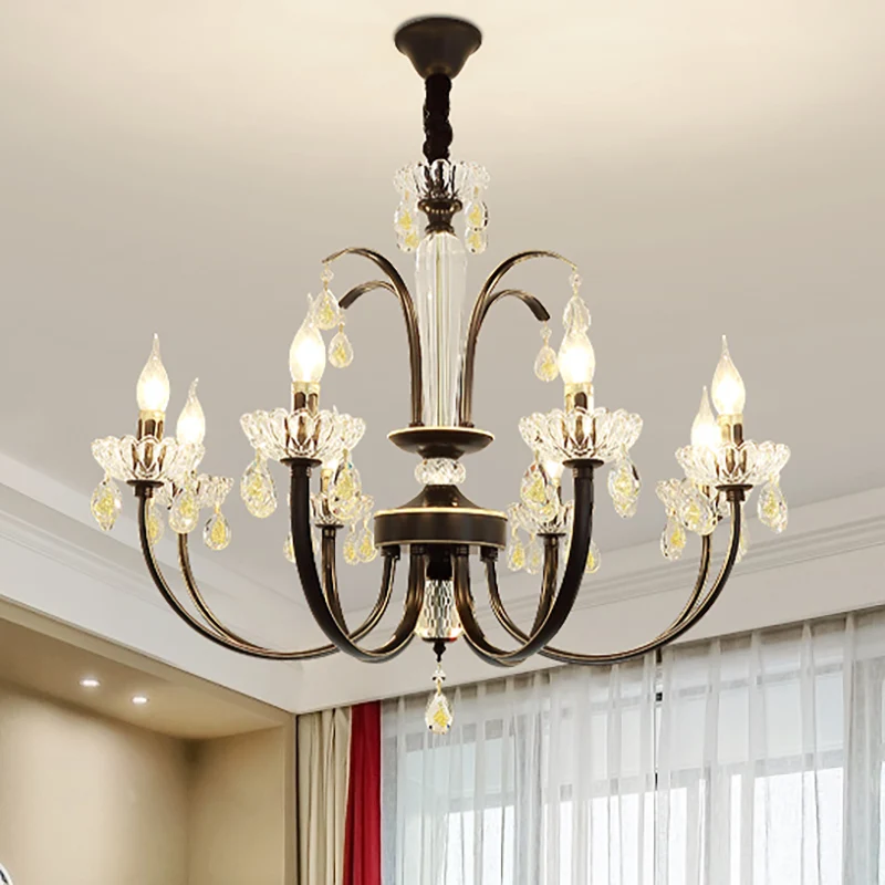 Zwarte Kaars Plafondlamp Traditioneel Metaal 6/8/10 Lichten Woonkamer Hanglamp Clearhalo
