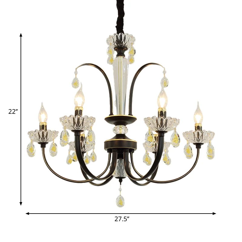 Zwarte Kaars Plafondlamp Traditioneel Metaal 6/8/10 Lichten Woonkamer Hanglamp Clearhalo