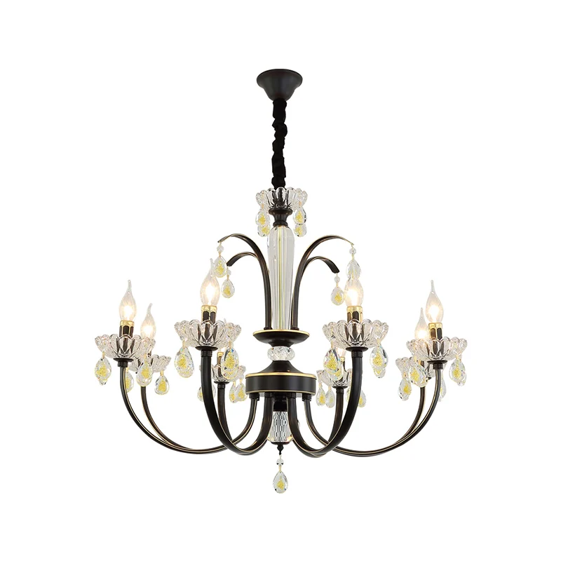 Zwarte Kaars Plafondlamp Traditioneel Metaal 6/8/10 Lichten Woonkamer Hanglamp Clearhalo