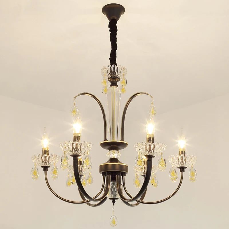 Zwarte Kaars Plafondlamp Traditioneel Metaal 6/8/10 Lichten Woonkamer Hanglamp Clearhalo