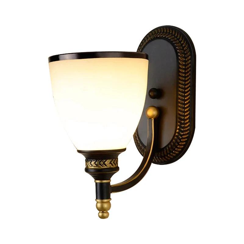 Zwarte klokvormige wandlamp Rustiek wit vorstglas Woonkamerwandlamp Clearhalo