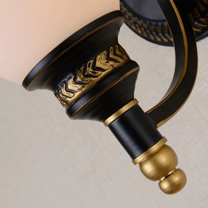 Zwarte klokvormige wandlamp Rustiek wit vorstglas Woonkamerwandlamp Clearhalo