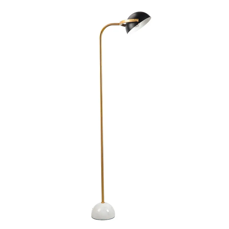 Zwarte koepelvormige draaibare staande lamp, moderne vloerlamp met enkele lamp en metalen handvat Clearhalo