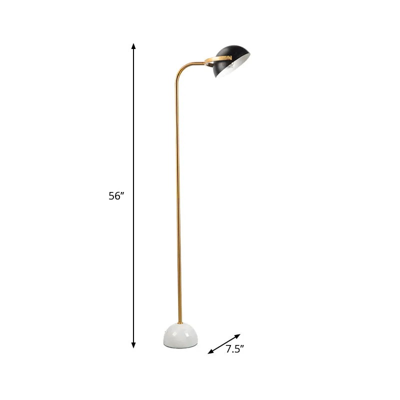 Zwarte koepelvormige draaibare staande lamp, moderne vloerlamp met enkele lamp en metalen handvat Clearhalo