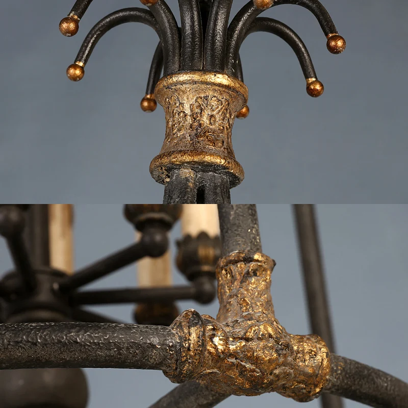 Zwarte kroonluchter met 3 lampen, rustieke metalen vogelkooi-hanglamp voor slaapkamer Clearhalo
