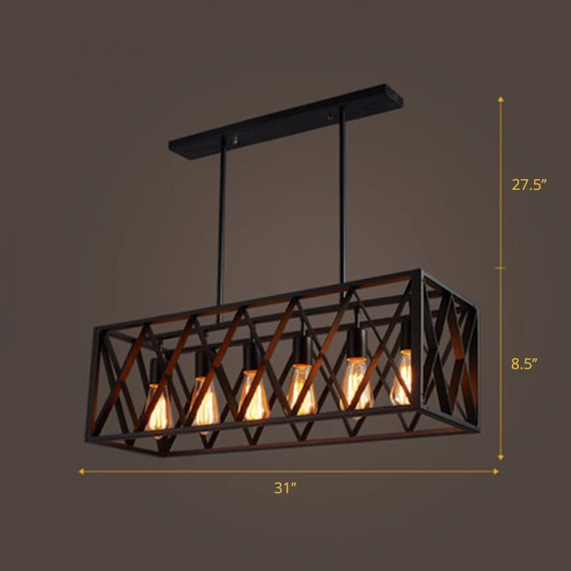Zwarte kubusvormige eilandlamp Magazijn Metalen eetkamer hanglamp Clearhalo