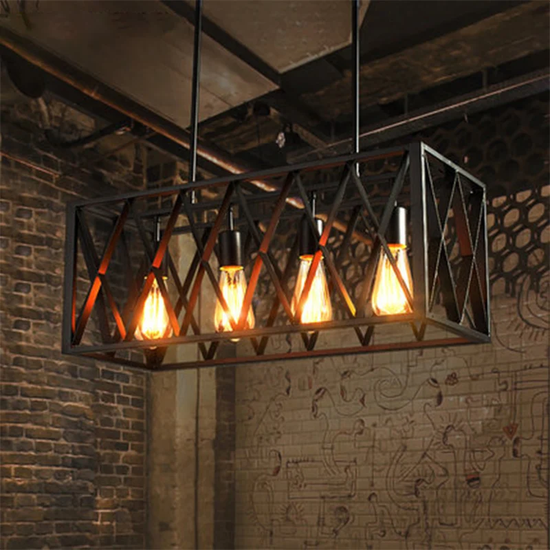 Zwarte kubusvormige eilandlamp Magazijn Metalen eetkamer hanglamp Clearhalo