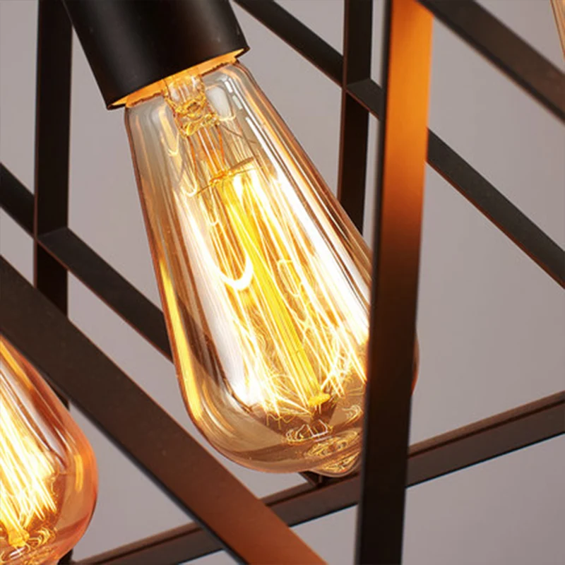 Zwarte kubusvormige eilandlamp Magazijn Metalen eetkamer hanglamp Clearhalo