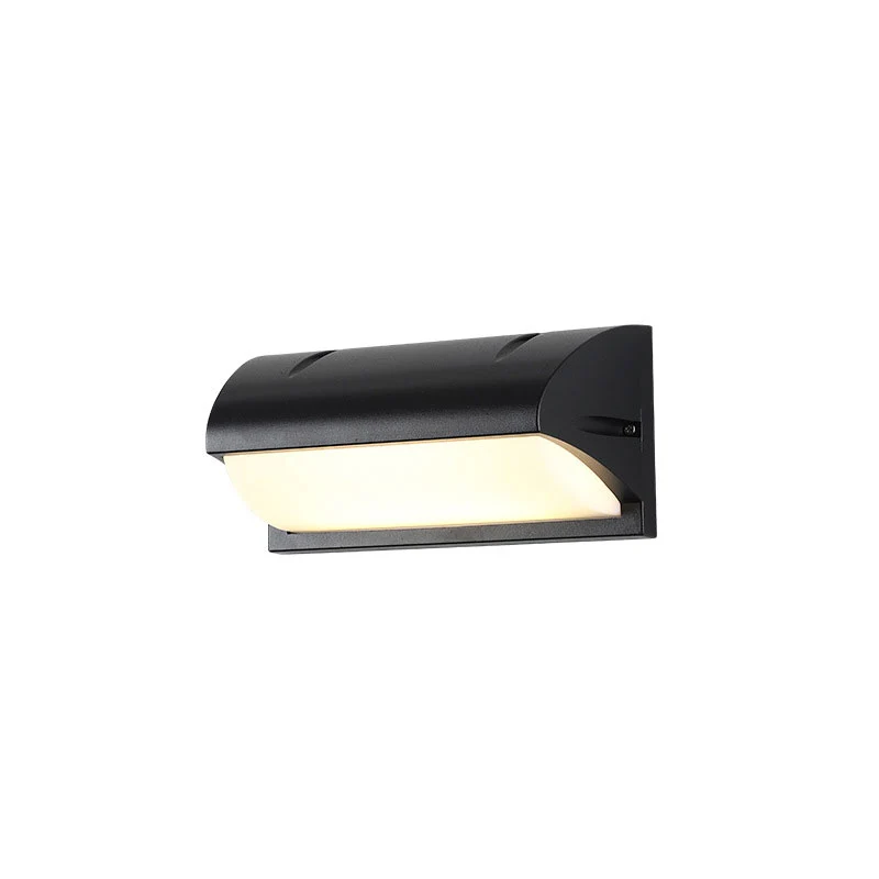 Zwarte kwartcilinder wandkandelaarlamp Minimalistisch metalen LED-wandverlichtingsarmatuur voor buiten Clearhalo