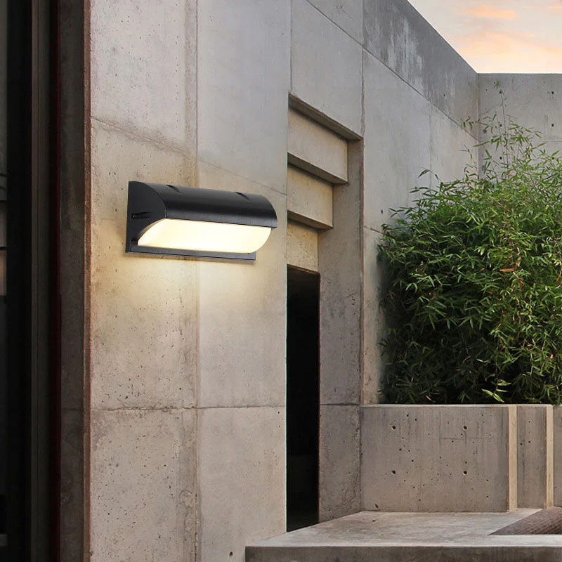 Zwarte kwartcilinder wandkandelaarlamp Minimalistisch metalen LED-wandverlichtingsarmatuur voor buiten Clearhalo