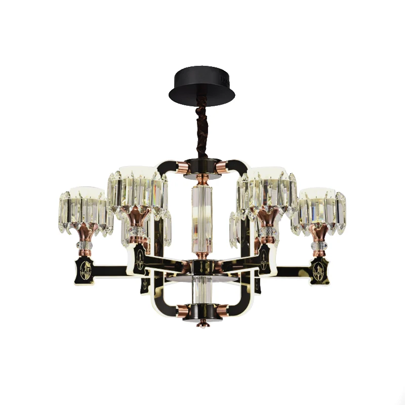 Zwarte 6/8 lampen LED-kroonluchterverlichting Moderne kristallen blokcilinder hangende plafondlamp Clearhalo
