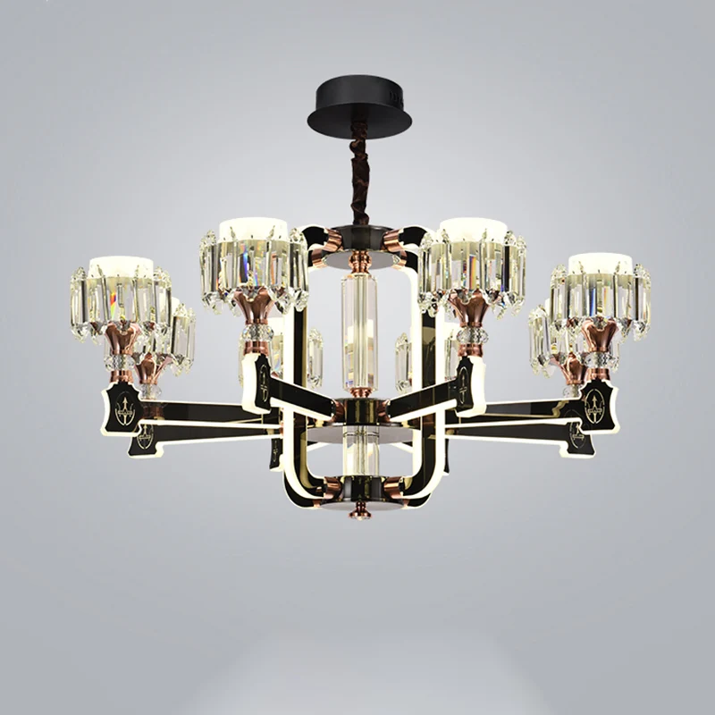 Zwarte 6/8 lampen LED-kroonluchterverlichting Moderne kristallen blokcilinder hangende plafondlamp Clearhalo