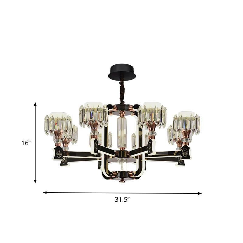 Zwarte 6/8 lampen LED-kroonluchterverlichting Moderne kristallen blokcilinder hangende plafondlamp Clearhalo