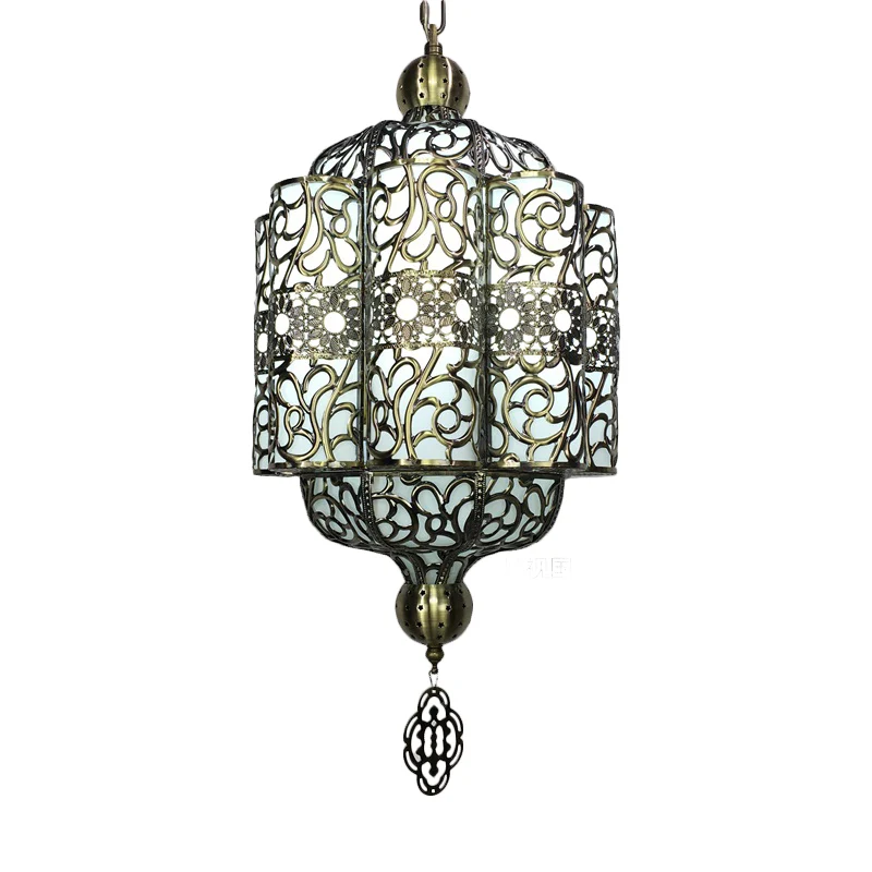 Zwarte Lantaarn Plafondlamp Art Deco Metaal 1 Kop Restaurant Hanglamp Clearhalo