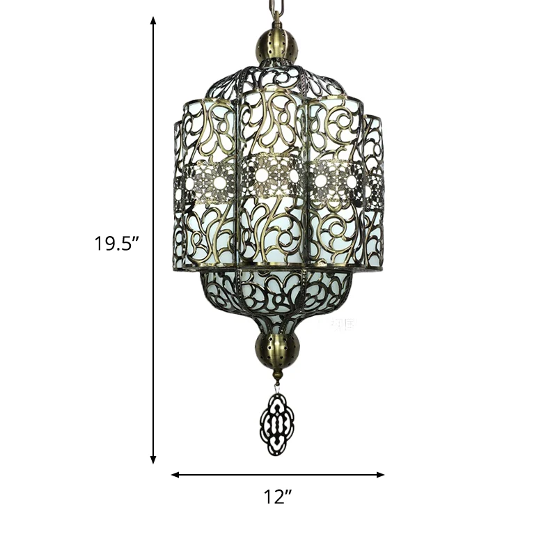 Zwarte Lantaarn Plafondlamp Art Deco Metaal 1 Kop Restaurant Hanglamp Clearhalo