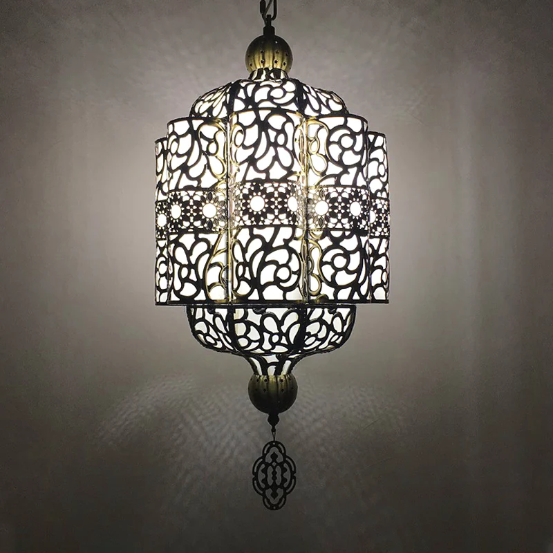 Zwarte Lantaarn Plafondlamp Art Deco Metaal 1 Kop Restaurant Hanglamp Clearhalo