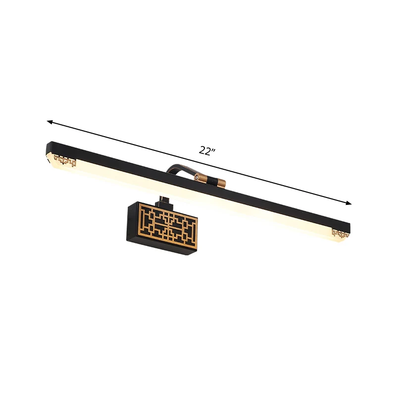 Zwarte LED-ijdelheidslamp Traditionele metalen lineaire make-upverlichting wit/warm/natuurlijk licht, 16"/22"/28" L Clearhalo