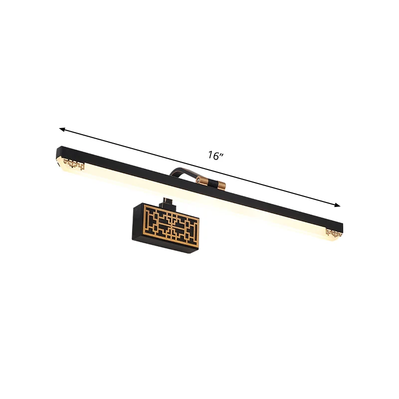 Zwarte LED-ijdelheidslamp Traditionele metalen lineaire make-upverlichting wit/warm/natuurlijk licht, 16"/22"/28" L Clearhalo