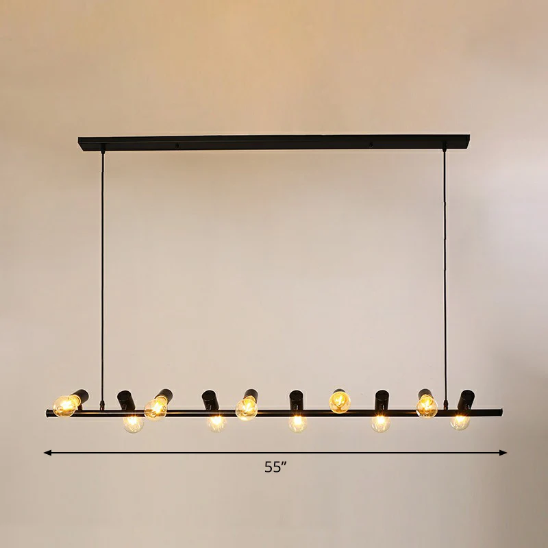 Zwarte Naked Bulb hanglamp industriële ijzeren eetkamer eilandplafondlamp Clearhalo
