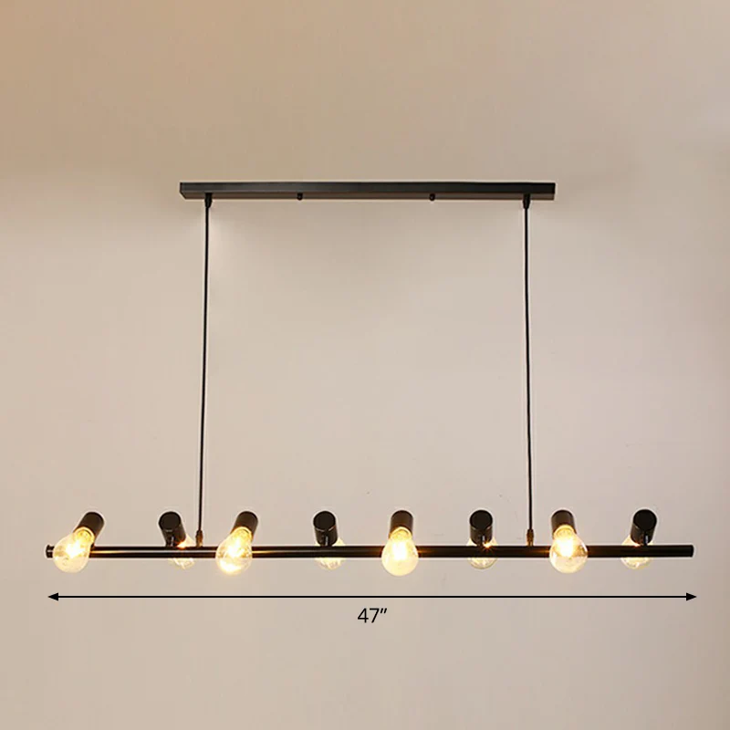 Zwarte Naked Bulb hanglamp industriële ijzeren eetkamer eilandplafondlamp Clearhalo