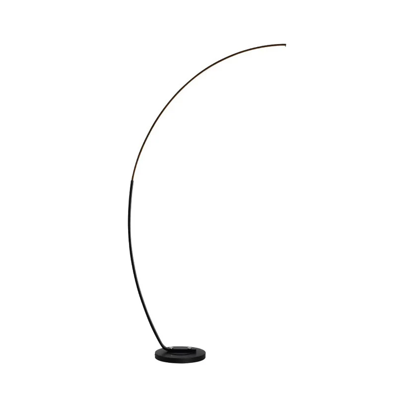 Zwarte overgebogen vloerleeslamp Nordic LED-metalen staande lamp voor woonkamer Clearhalo