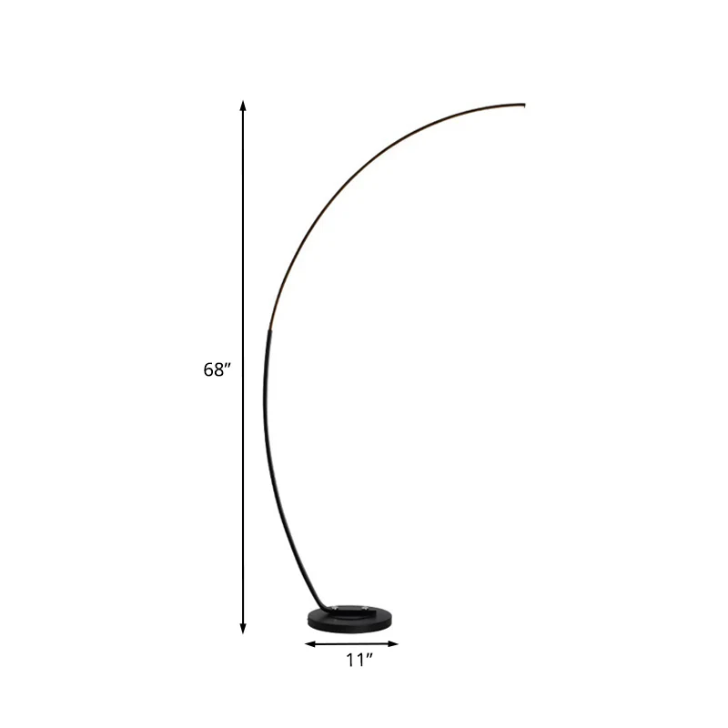 Zwarte overgebogen vloerleeslamp Nordic LED-metalen staande lamp voor woonkamer Clearhalo