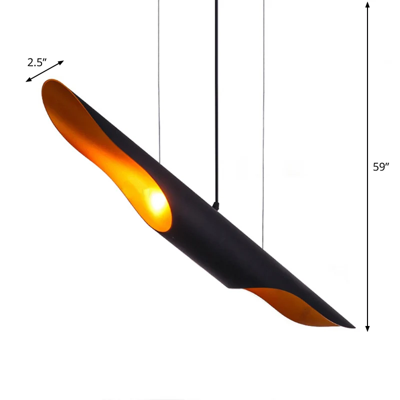 Zwarte paalplafondlamp Decoratieve 2 lampen Metalen hangende hanglamp voor woonkamer Clearhalo