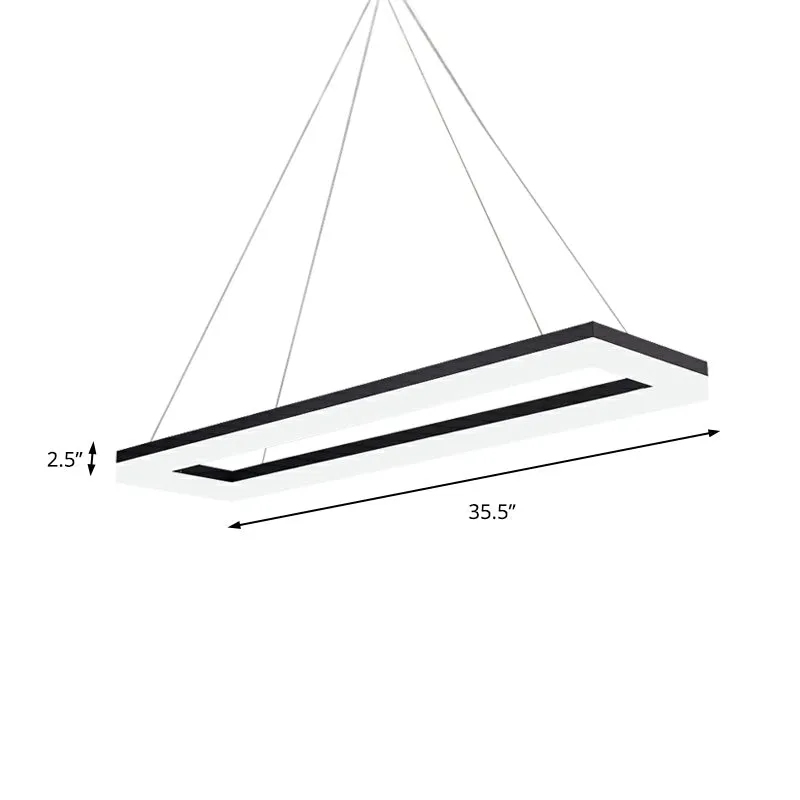Zwarte rechthoekige kroonluchter licht modernisme acryl LED hanglamp wit/warm/natuurlijk licht Clearhalo