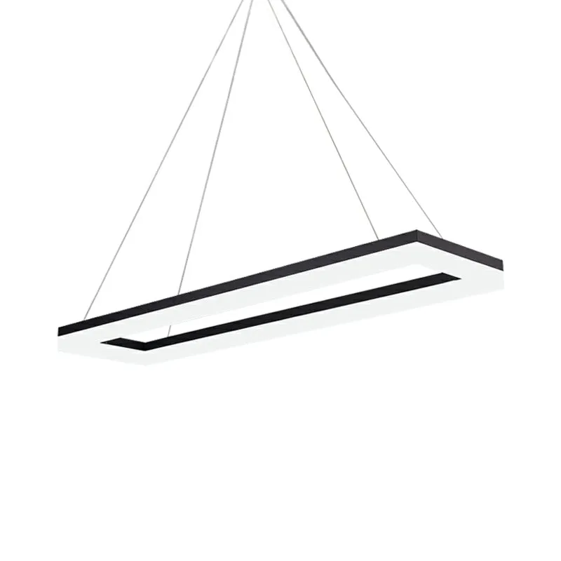 Zwarte rechthoekige kroonluchter licht modernisme acryl LED hanglamp wit/warm/natuurlijk licht Clearhalo