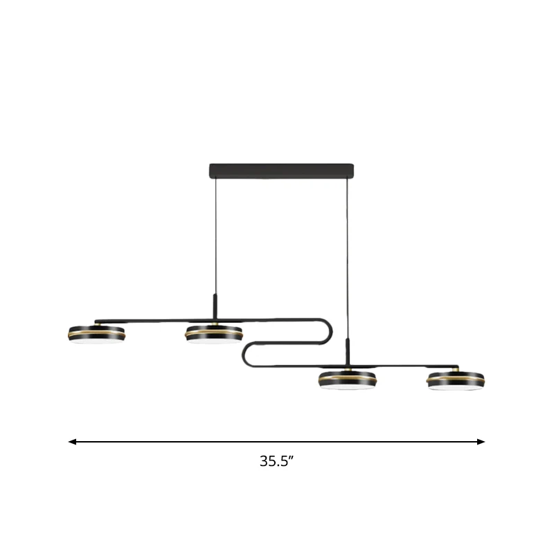 Zwarte ronde hanglamp Minimalistische metalen kroonluchter met 4 lampen, warm/wit licht Clearhalo