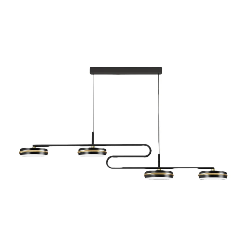 Zwarte ronde hanglamp Minimalistische metalen kroonluchter met 4 lampen, warm/wit licht Clearhalo