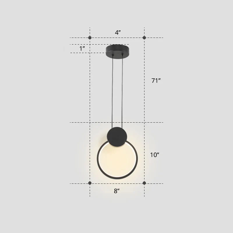 Zwarte ronde hanglamp Nordic metallic LED-ophanglamp voor slaapkamer Clearhalo