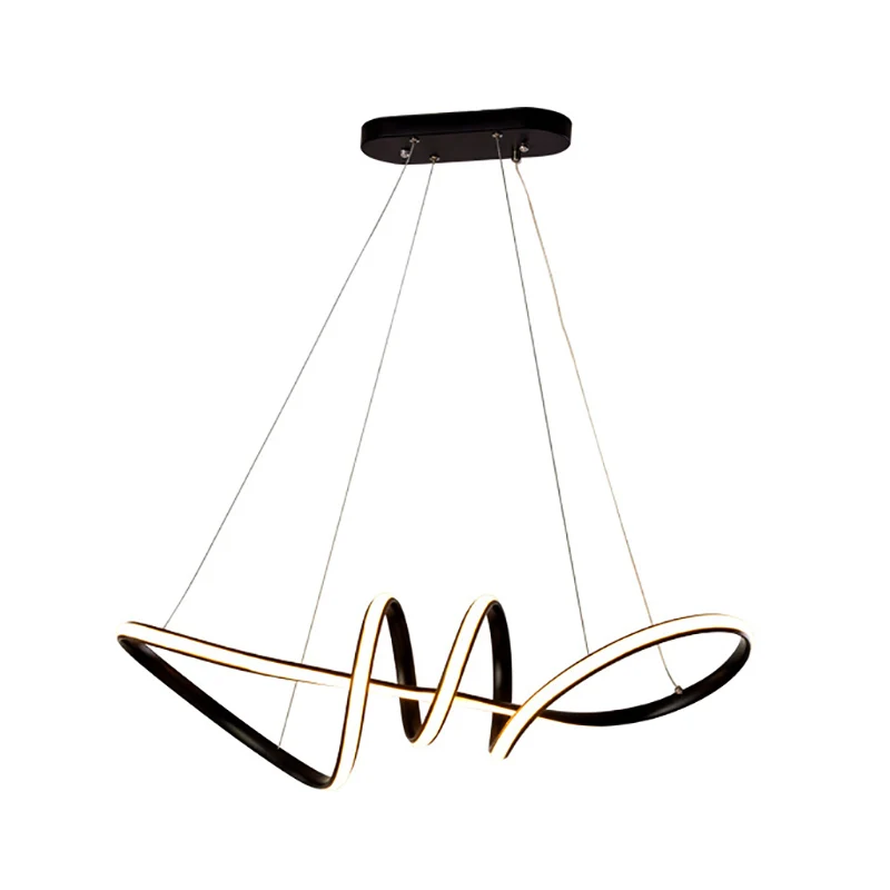 Zwarte spiraalvormige kroonluchter, minimalistische acryl LED-hanglampset voor eetkamer Clearhalo