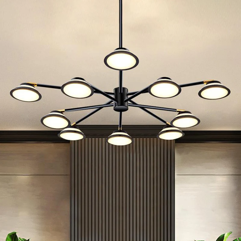 Zwarte Starburst kroonluchter licht eigentijds 10 koppen metalen hanglampset voor woonkamer Clearhalo