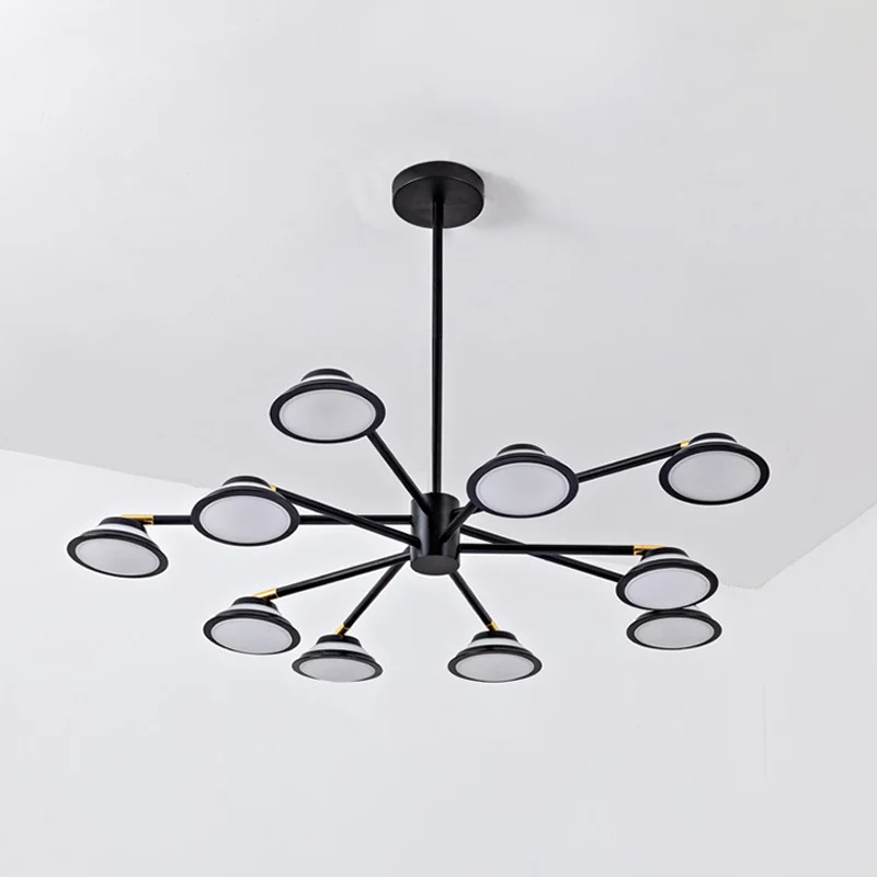 Zwarte Starburst kroonluchter licht eigentijds 10 koppen metalen hanglampset voor woonkamer Clearhalo