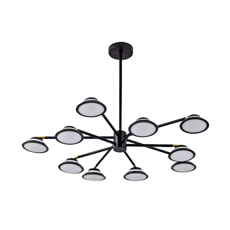 Zwarte Starburst kroonluchter licht eigentijds 10 koppen metalen hanglampset voor woonkamer Clearhalo
