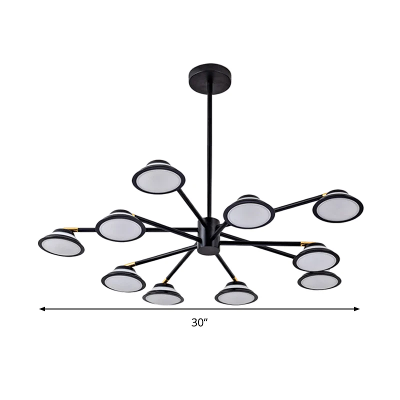 Zwarte Starburst kroonluchter licht eigentijds 10 koppen metalen hanglampset voor woonkamer Clearhalo