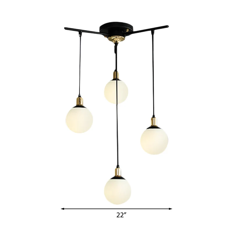 Zwarte Starburst kroonluchter licht moderne 4/7/9 licht opaal glazen hanglamp voor slaapkamer Clearhalo