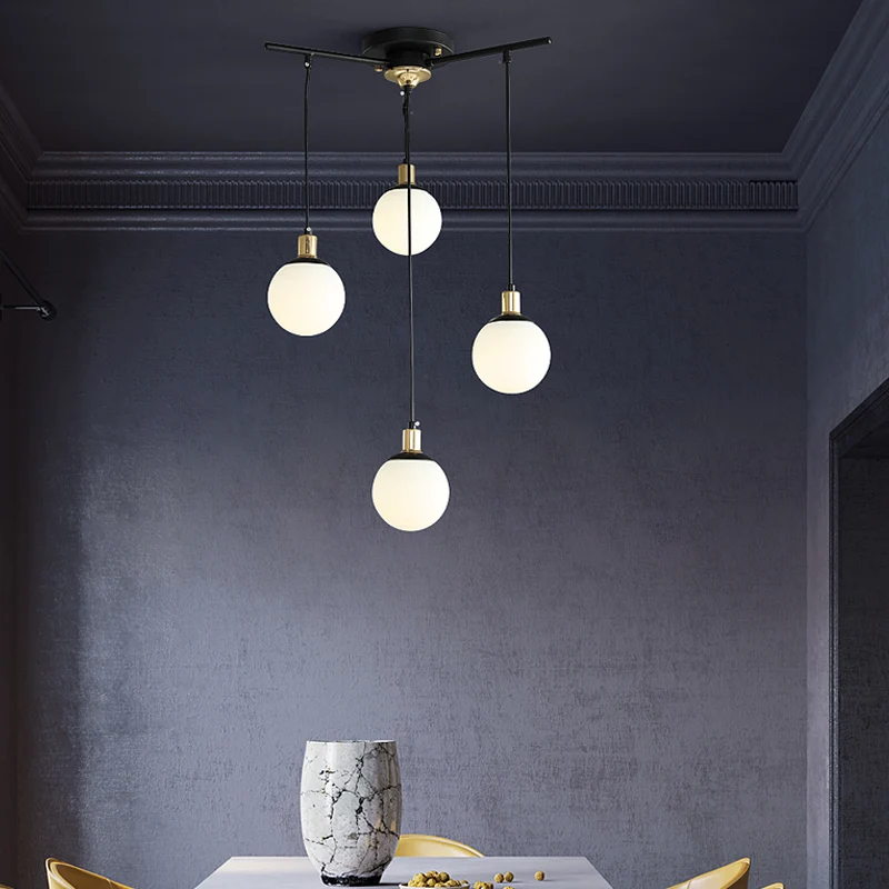 Zwarte Starburst kroonluchter licht moderne 4/7/9 licht opaal glazen hanglamp voor slaapkamer Clearhalo