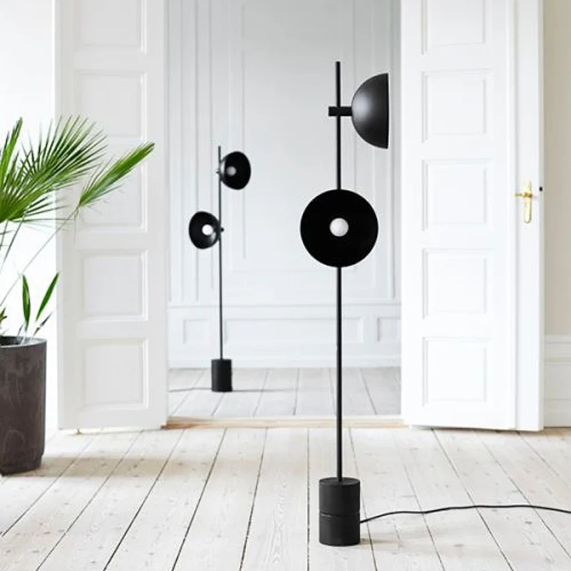 Zwarte trompet vloerlamp ontwerper 2 koppen metalen staande lamp voor woonkamer Clearhalo