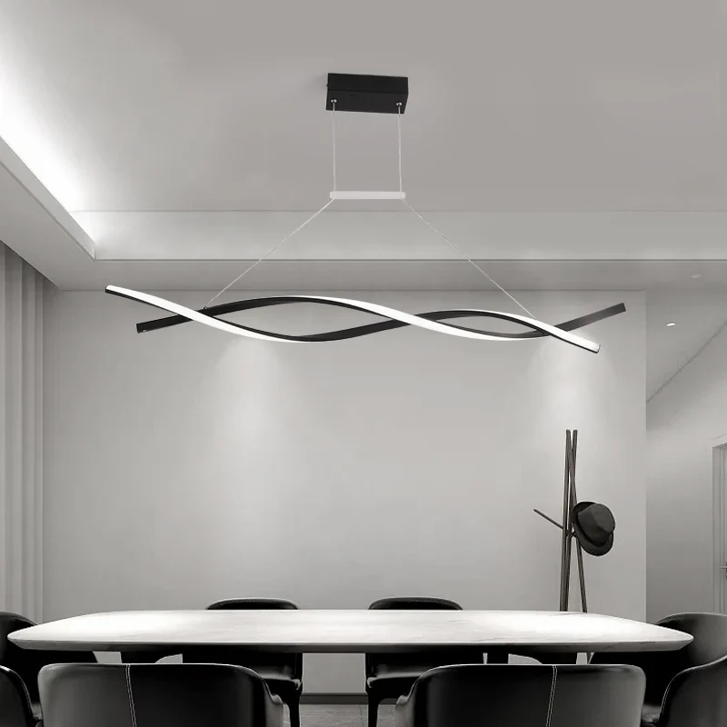 Zwarte Twist LED-hanglamp Decoratieve aluminium kroonluchter-hanglamp voor restaurant Clearhalo