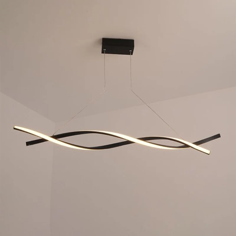 Zwarte Twist LED-hanglamp Decoratieve aluminium kroonluchter-hanglamp voor restaurant Clearhalo
