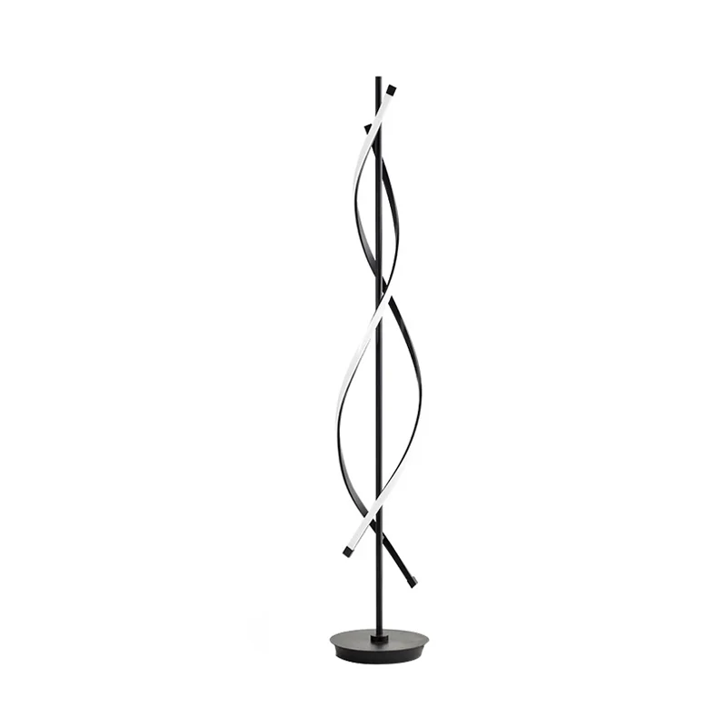 Zwarte Twist staande lamp Eenvoudige LED metalen leesvloerverlichting warm/wit licht Clearhalo