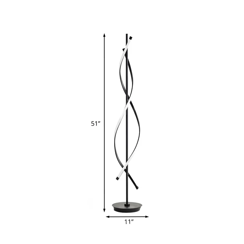 Zwarte Twist staande lamp Eenvoudige LED metalen leesvloerverlichting warm/wit licht Clearhalo