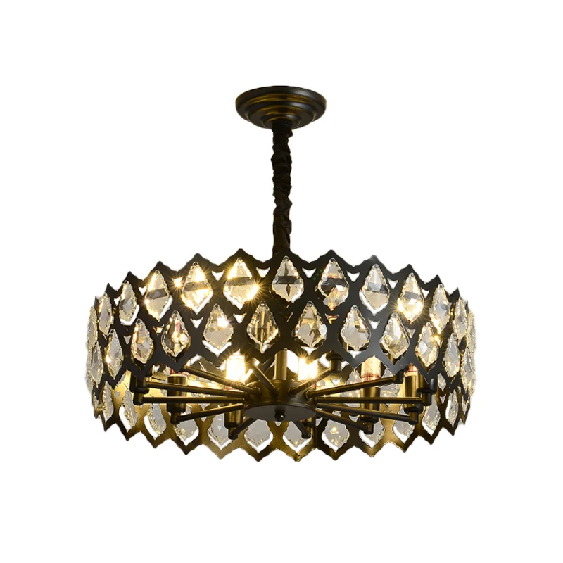 Zwarte uitsparingen plafondhangende licht moderne met kristallen ingelegde 16 "/21,5" brede 6/9 lampen eetkamer kroonlucht...